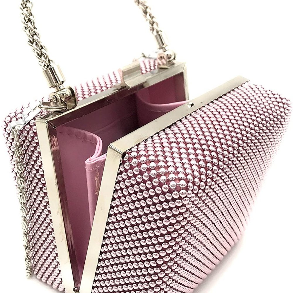 clutch Metal beaded mesh evening box purse - Picture 5 of 6